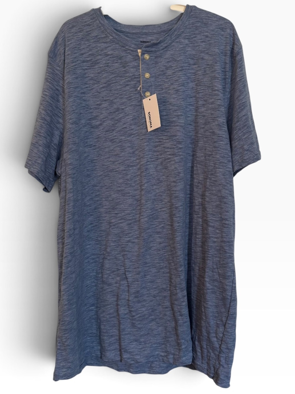 croft & barrow Heathered Blue Short-Sleeve Henley Tee Men 3XLT
